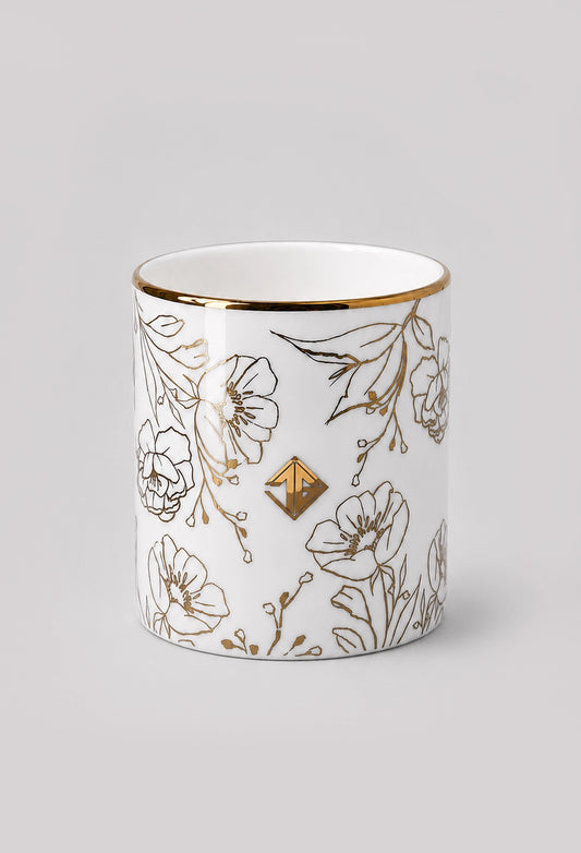 Blossom fine bone china pot adorned with a floral design in 22ct gold
