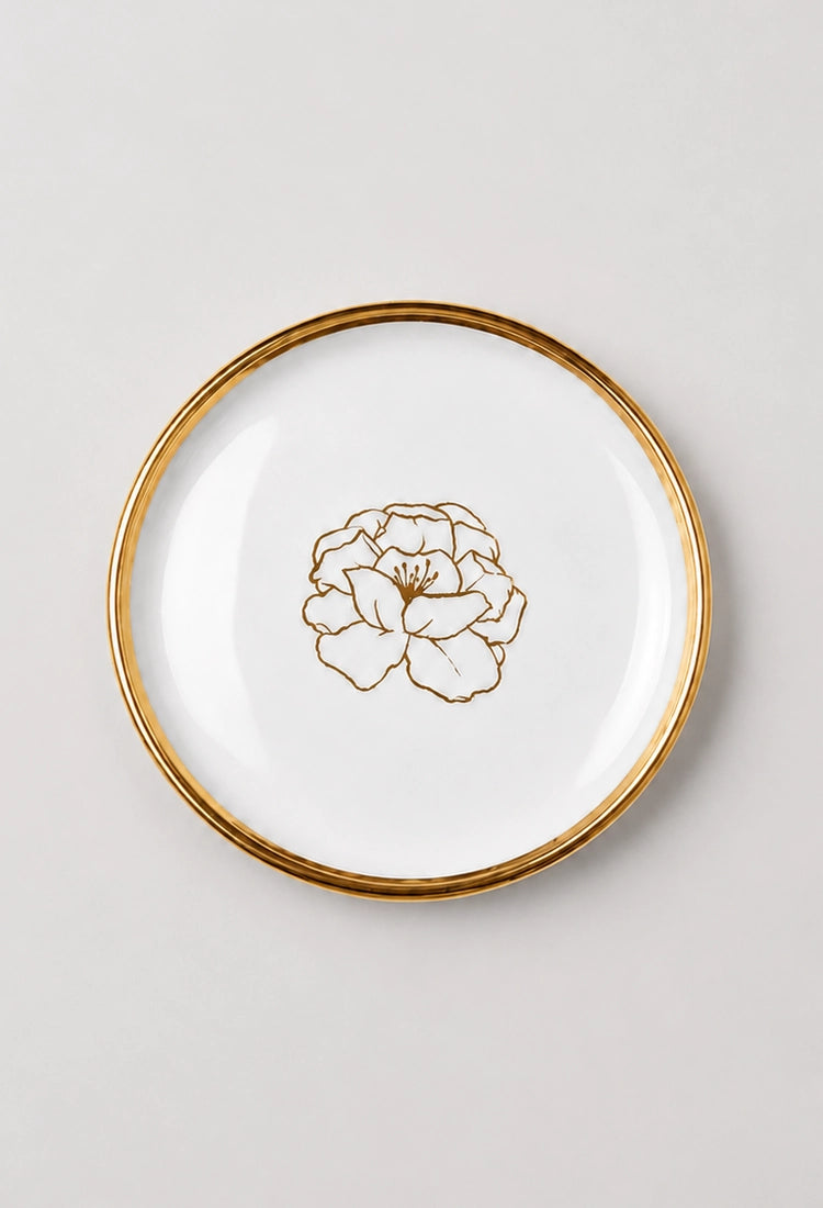 Blossom fine bone china trinket dish with hand-applied 22ct gold details