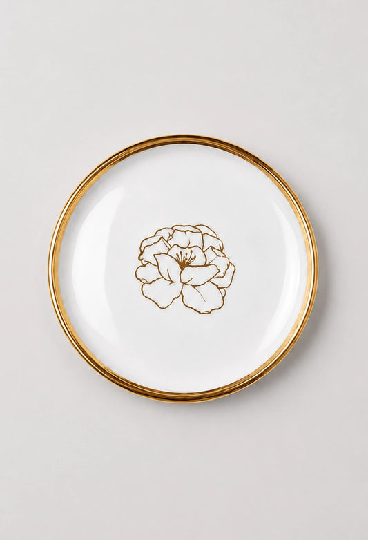 Blossom fine bone china trinket dish with hand-applied 22ct gold details