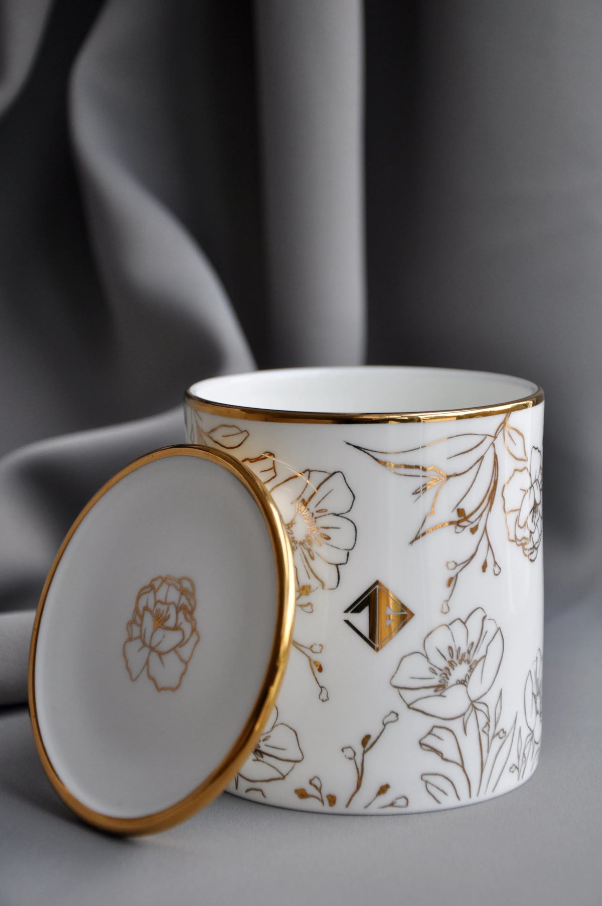 Blossom fine bone china pot presented as a lidded trinket jar with matching lid