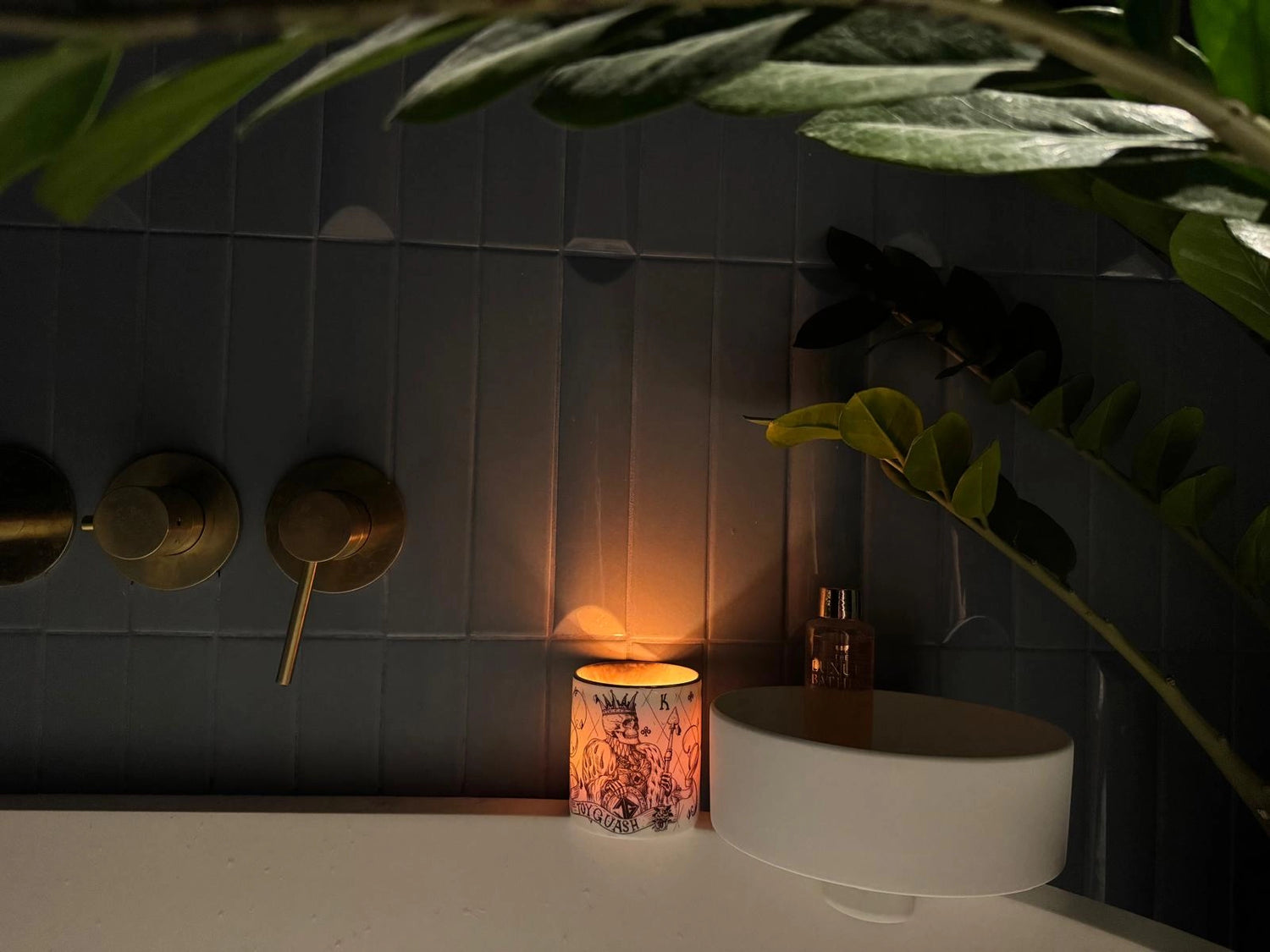 fine bone china candle in a bathroom by Toy Guash