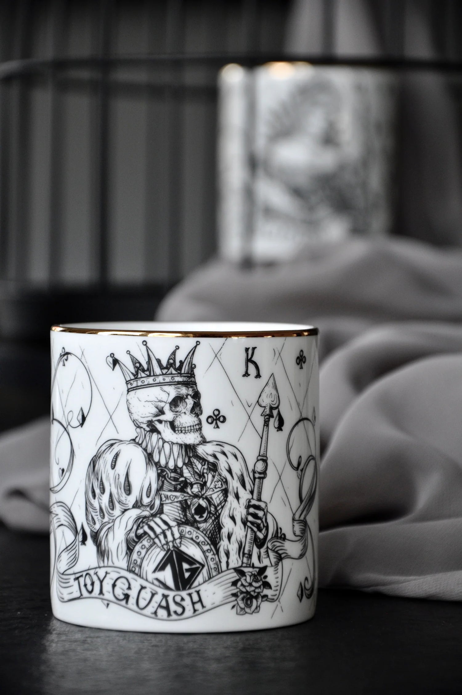Fine Bone China Candle with King of Spades design by Toy Guash