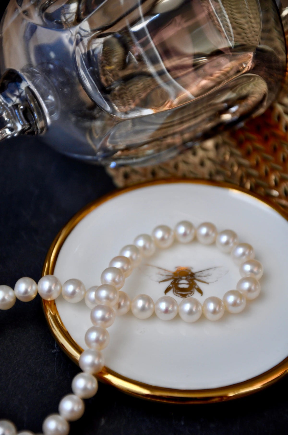 Fine Bone China  Golden Bee Trinket Dish with Jewellery