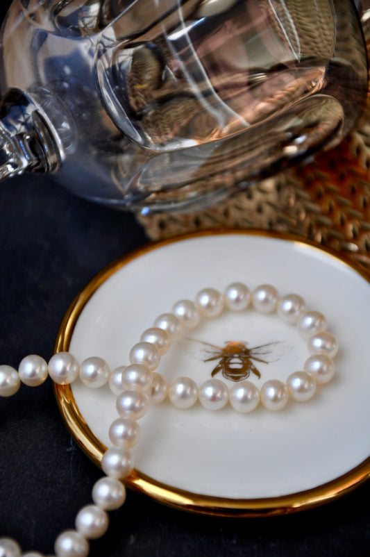 Fine Bone China  Golden Bee Trinket Dish with Jewellery