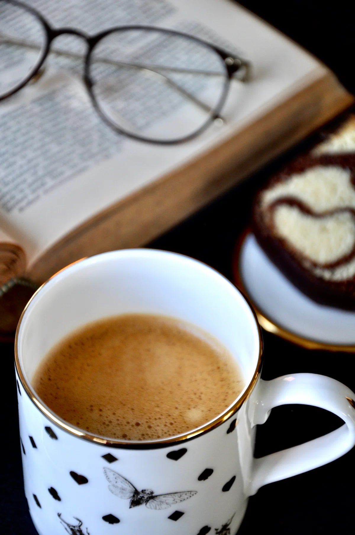 Fine Bone China Mug Filled with Coffee with Gold Detailing