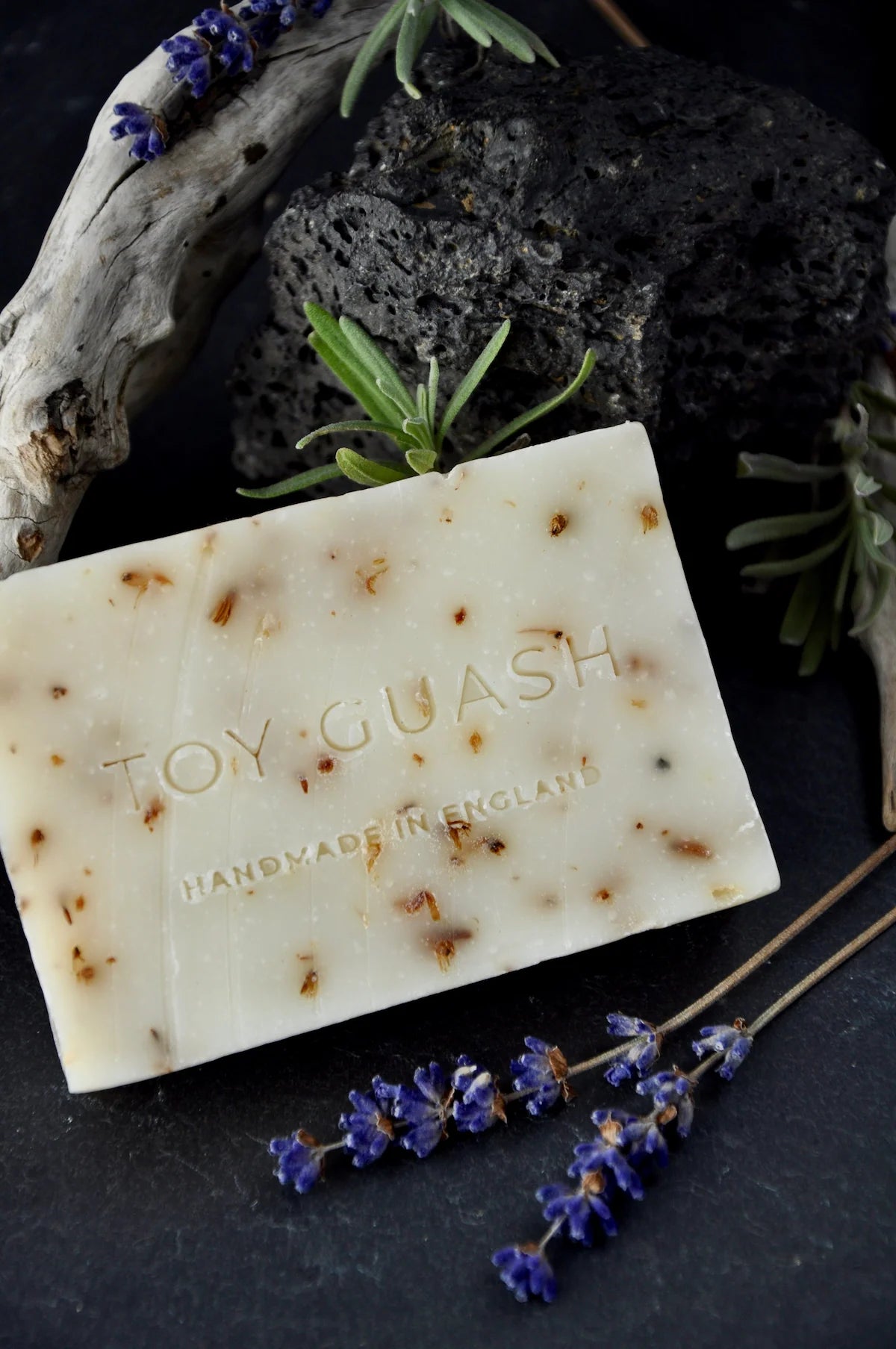 Lavender soap bar with pure lavender essential oil and dried lavender flowers